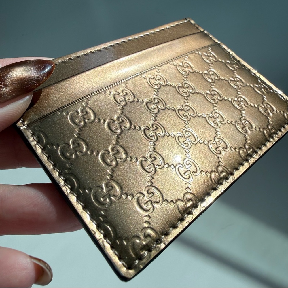 Gucci Bronze Microguccissima Leather Card Holder - Picture 3 of 7